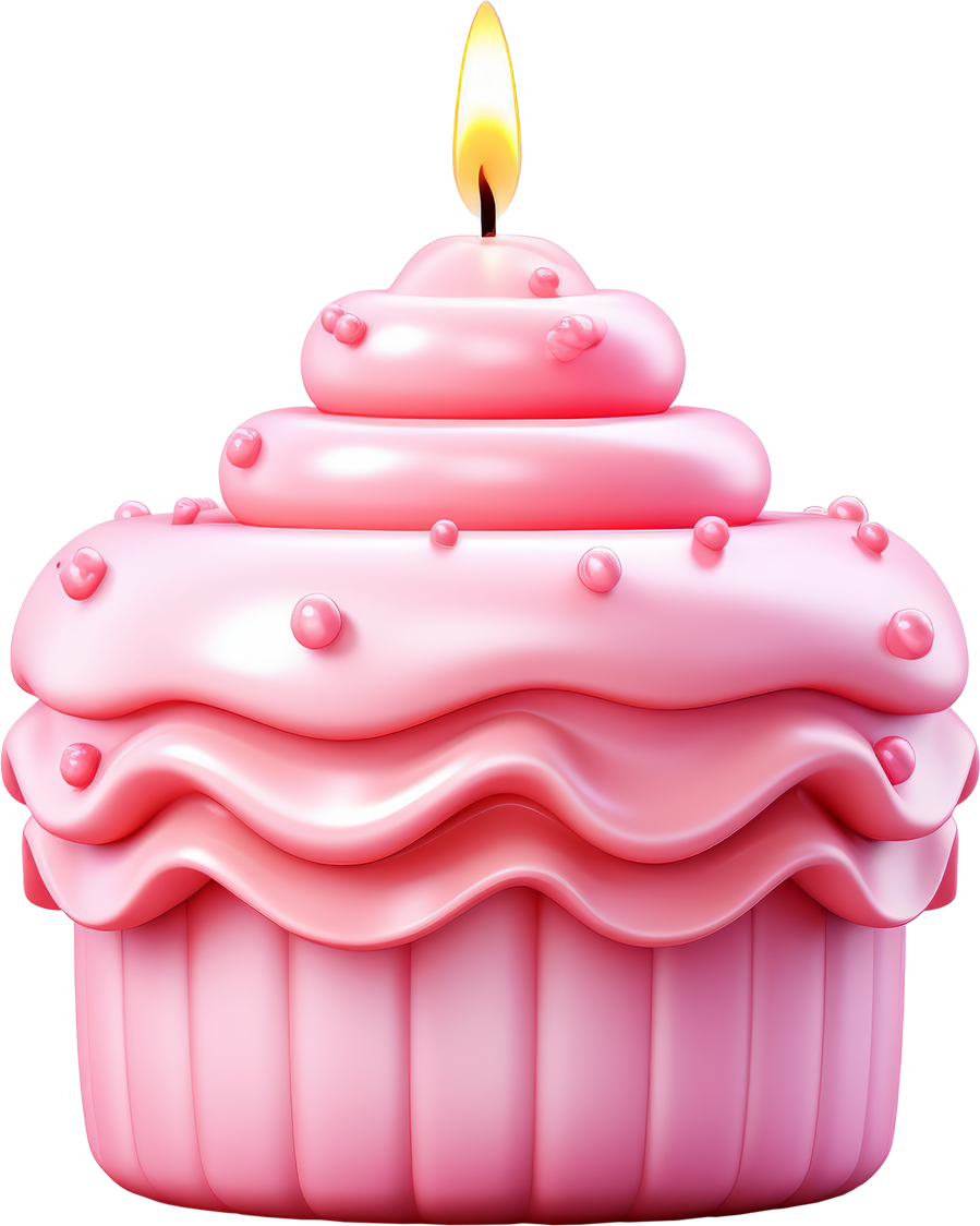 3D Birthday cake , Cute pink birthday cake on transparent background