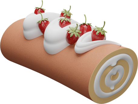 3D Roll Cake Illustration